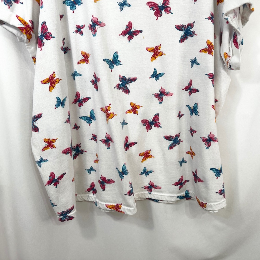 Woman Within Plus Size 30/32 Top 3X Butterfly Print‎ V-Neck Short Sleeve Tee 707 - Picture 7 of 8